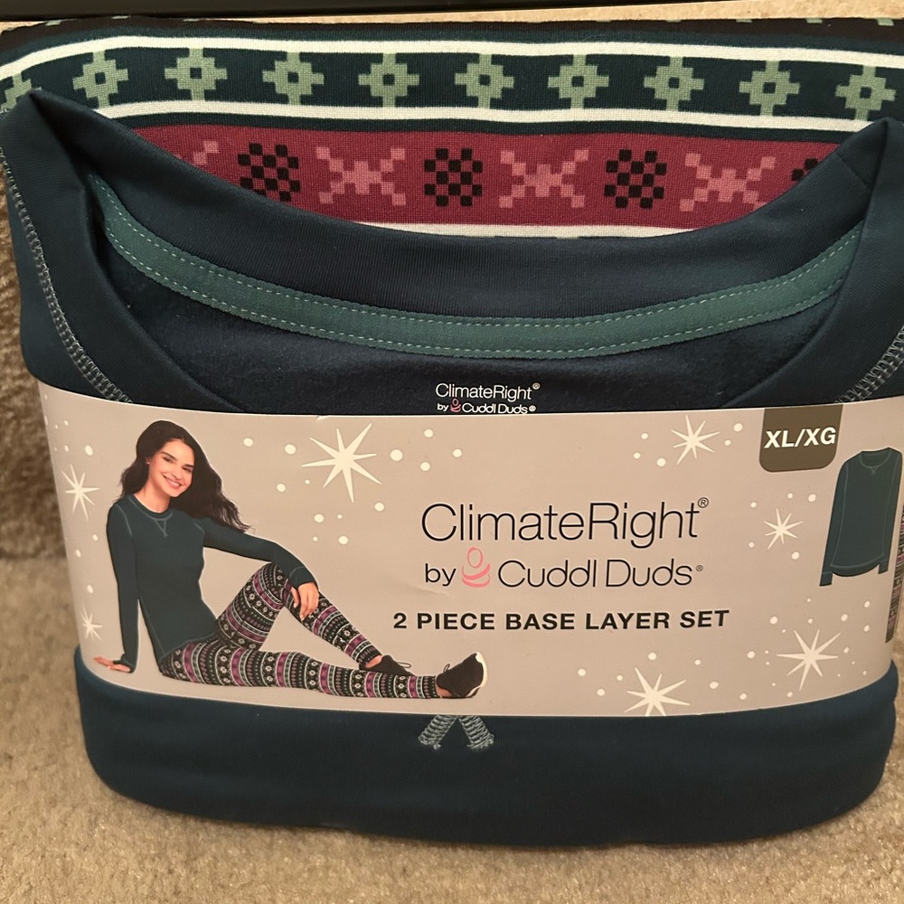 Cuddl Duds Teal Base Layer Set